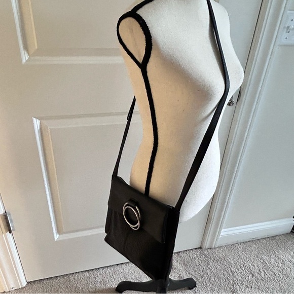 Vince Camuto Black Leather Crossbody Bag with Silver Hardware - Picture 3 of 8